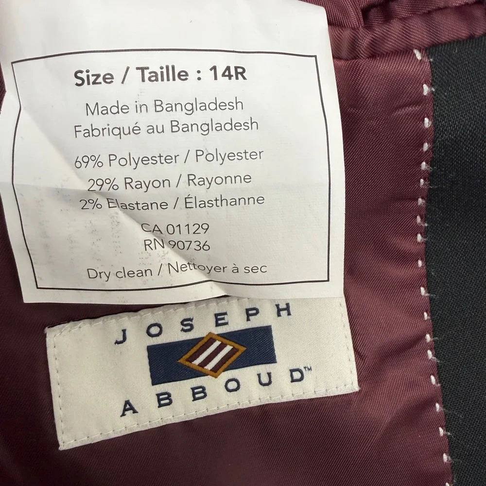 Joseph Abboud Boys Black 2-Button Suit Jacket Blazer Size 14R‎ Formal Wedding